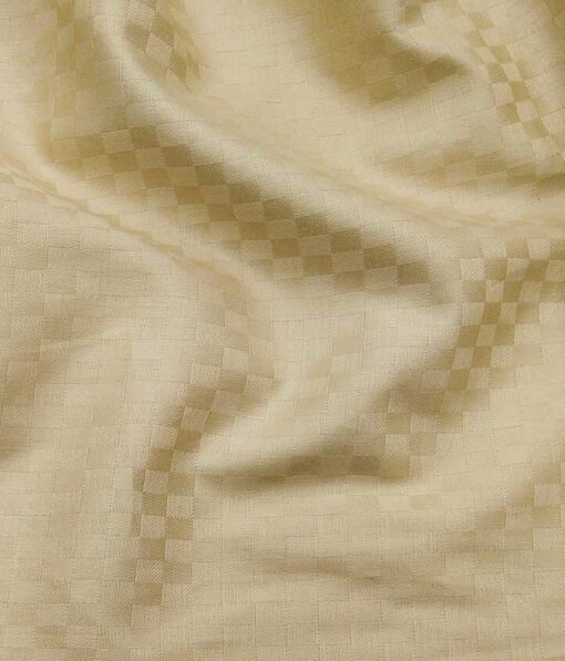 Raymond Men's Dark Brown Self Checks Poly Viscose Trouser Fabric With Exquisite Beige Self Checks Cotton Shirt Fabric (Unstitched Combo)
