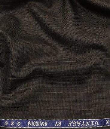Raymond Men's Dark Brown Self Checks Poly Viscose Trouser Fabric With Exquisite Beige Self Checks Cotton Shirt Fabric (Unstitched Combo)