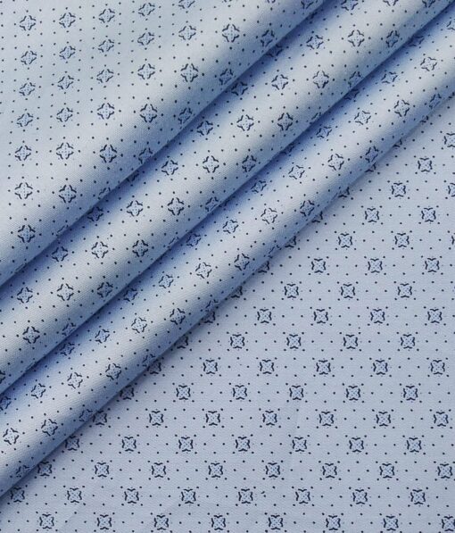 Raymond Men's Dark Firozi Blue Structured Poly Viscose Trouser Fabric With Exquisite Sky Blue Cotton Printed Shirt Fabric (Unstitched Combo)