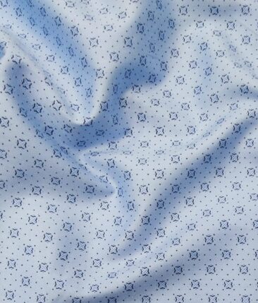 Raymond Men's Dark Firozi Blue Structured Poly Viscose Trouser Fabric With Exquisite Sky Blue Cotton Printed Shirt Fabric (Unstitched Combo)