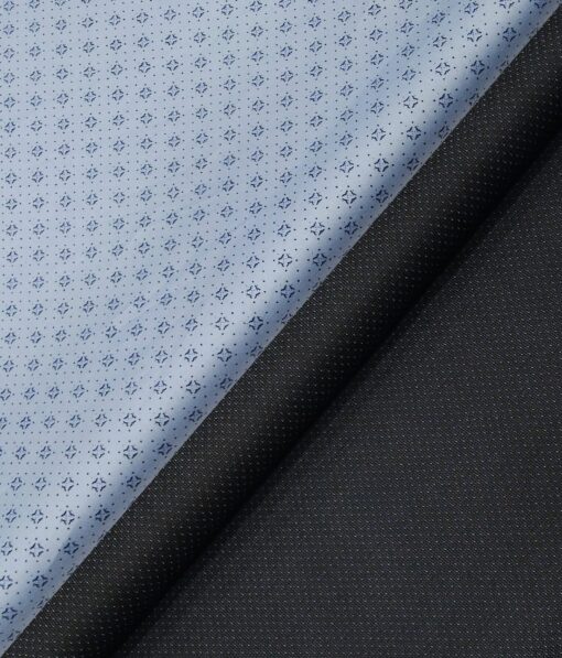 Raymond Men's Dark Firozi Blue Structured Poly Viscose Trouser Fabric With Exquisite Sky Blue Cotton Printed Shirt Fabric (Unstitched Combo)