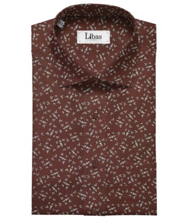 Raymond Men's Beige Red Checks Poly Viscose Trouser Fabric With Arvind Maroon Red Printed Cotton Shirt Fabric (Unstitched Combo)