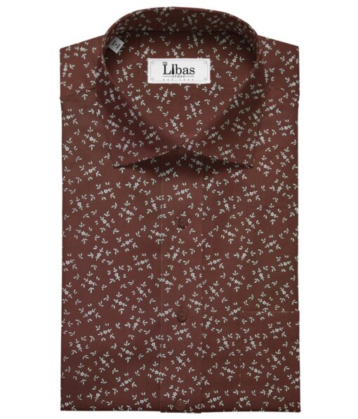 Raymond Men's Beige Red Checks Poly Viscose Trouser Fabric With Arvind Maroon Red Printed Cotton Shirt Fabric (Unstitched Combo)