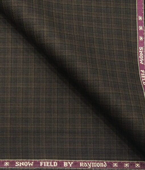 Raymond Men's Dark Brown Self Checks Poly Viscose Trouser Fabric With Exquisite Cream Printed Cotton Shirt Fabric (Unstitched Combo)