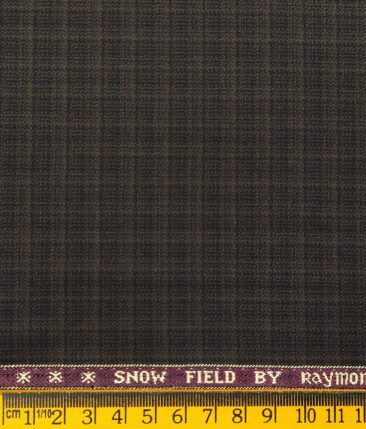 Raymond Men's Dark Brown Self Checks Poly Viscose Trouser Fabric With Exquisite Cream Printed Cotton Shirt Fabric (Unstitched Combo)