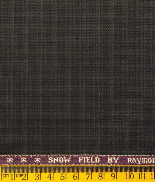 Raymond Men's Dark Brown Self Checks Poly Viscose Trouser Fabric With Exquisite Cream Printed Cotton Shirt Fabric (Unstitched Combo)