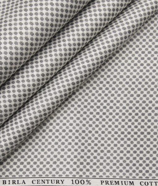 Raymond Men's Blackish Grey Self Checks Poly Viscose Trouser Fabric With Birla Century White Printed Cotton Shirt Fabric (Unstitched Combo)