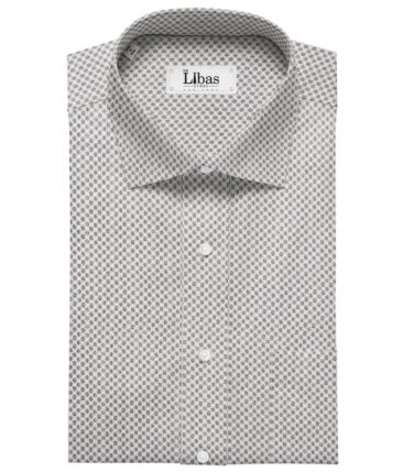 Raymond Men's Blackish Grey Self Checks Poly Viscose Trouser Fabric With Birla Century White Printed Cotton Shirt Fabric (Unstitched Combo)