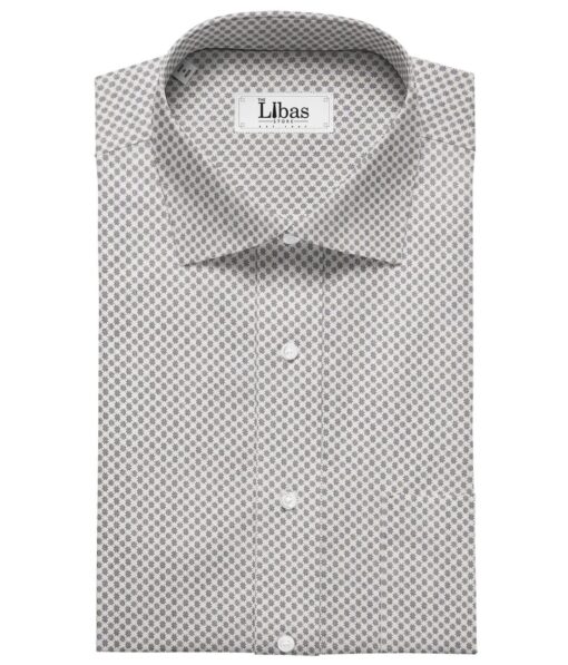 Raymond Men's Blackish Grey Self Checks Poly Viscose Trouser Fabric With Birla Century White Printed Cotton Shirt Fabric (Unstitched Combo)
