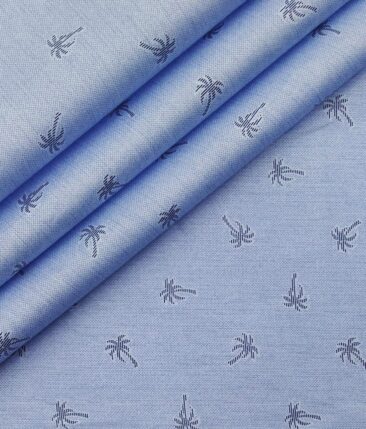 Raymond Men's Dark Blue Self Checks Poly Viscose Trouser Fabric With Exquisite Sky Blue Printed Cotton Shirt Fabric (Unstitched Combo)