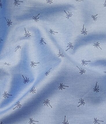 Raymond Men's Dark Blue Self Checks Poly Viscose Trouser Fabric With Exquisite Sky Blue Printed Cotton Shirt Fabric (Unstitched Combo)