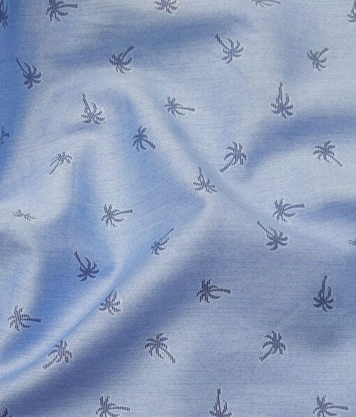 Raymond Men's Dark Blue Self Checks Poly Viscose Trouser Fabric With Exquisite Sky Blue Printed Cotton Shirt Fabric (Unstitched Combo)