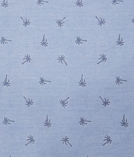 Raymond Men's Dark Blue Self Checks Poly Viscose Trouser Fabric With Exquisite Sky Blue Printed Cotton Shirt Fabric (Unstitched Combo)