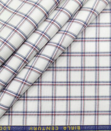 Raymond Men's Winish Brown Self Checks Poly Viscose Trouser Fabric With Birla Century White Checks Cotton Shirt Fabric (Unstitched Combo)
