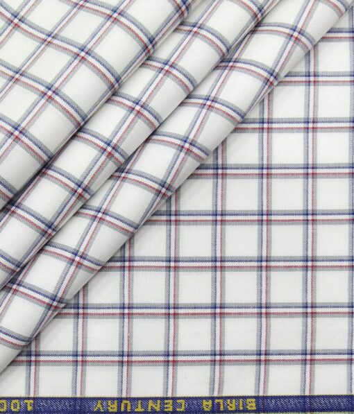 Raymond Men's Winish Brown Self Checks Poly Viscose Trouser Fabric With Birla Century White Checks Cotton Shirt Fabric (Unstitched Combo)