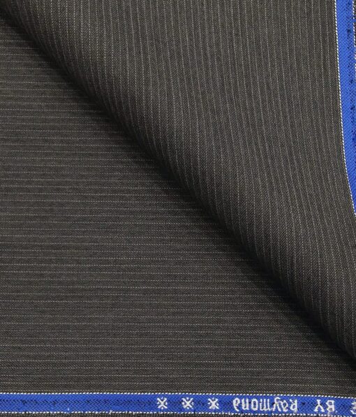 Raymond Men's Worsted Grey Pin Stripes Poly Viscose Trouser Fabric With Arving White Oxford Weave Cotton Shirt Fabric (Unstitched Combo)
