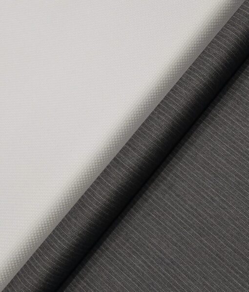 Raymond Men's Worsted Grey Pin Stripes Poly Viscose Trouser Fabric With Arving White Oxford Weave Cotton Shirt Fabric (Unstitched Combo)