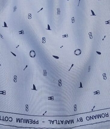 Raymond Men's Dark Blue Self Checks Poly Viscose Trouser Fabric With Mafatlal Sky Printed Cotton Linen Shirt Fabric (Unstitched Combo)