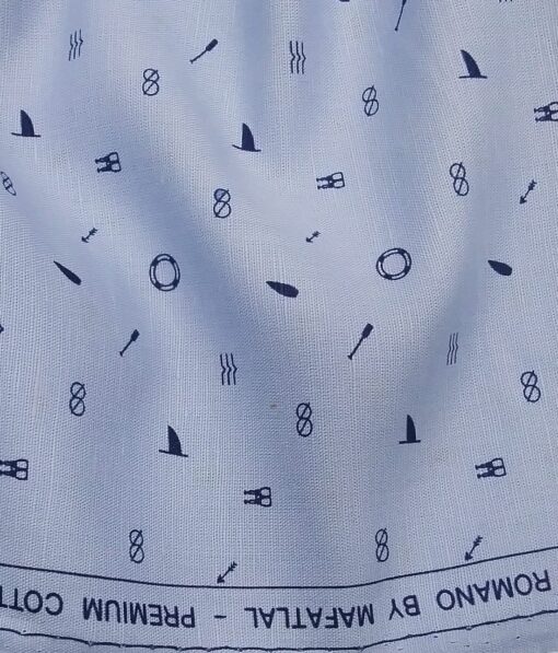 Raymond Men's Dark Blue Self Checks Poly Viscose Trouser Fabric With Mafatlal Sky Printed Cotton Linen Shirt Fabric (Unstitched Combo)