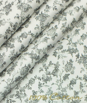 Raymond Men's Dark Grey Pin Stripes Poly Viscose Trouser Fabric With Exquisite White Printed Cotton Shirt Fabric (Unstitched Combo)