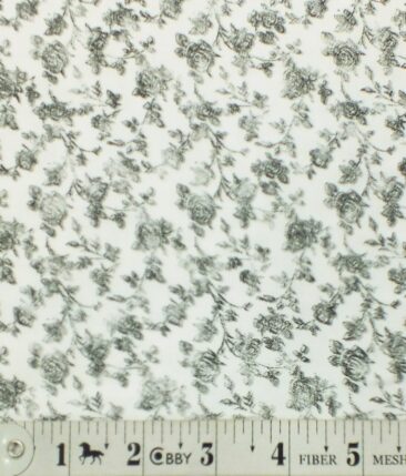 Raymond Men's Dark Grey Pin Stripes Poly Viscose Trouser Fabric With Exquisite White Printed Cotton Shirt Fabric (Unstitched Combo)