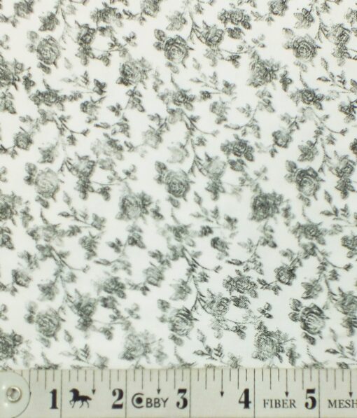 Raymond Men's Dark Grey Pin Stripes Poly Viscose Trouser Fabric With Exquisite White Printed Cotton Shirt Fabric (Unstitched Combo)