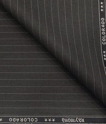 Raymond Men's Dark Grey Pin Stripes Poly Viscose Trouser Fabric With Exquisite White Printed Cotton Shirt Fabric (Unstitched Combo)