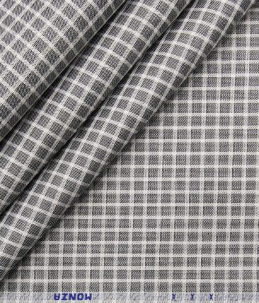 Raymond Men's Black Twill Solid Poly Viscose Trouser Fabric With Monza Grey Checks Cotton Shirt Fabric (Unstitched Combo)