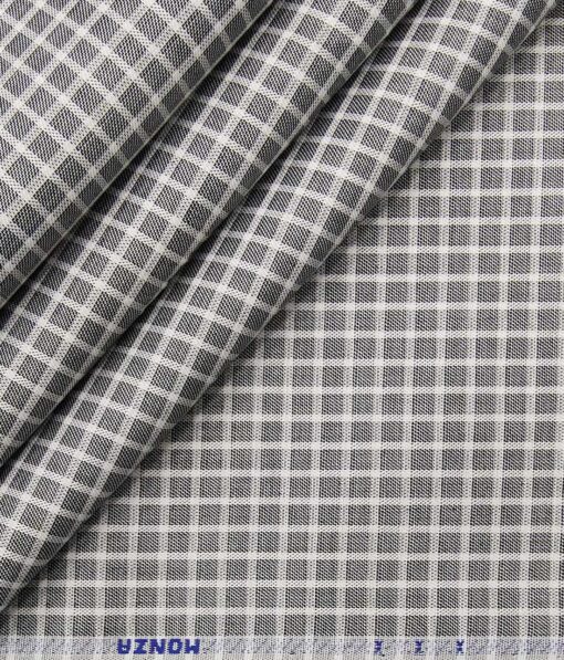 Raymond Men's Black Twill Solid Poly Viscose Trouser Fabric With Monza Grey Checks Cotton Shirt Fabric (Unstitched Combo)