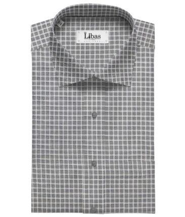Raymond Men's Black Twill Solid Poly Viscose Trouser Fabric With Monza Grey Checks Cotton Shirt Fabric (Unstitched Combo)
