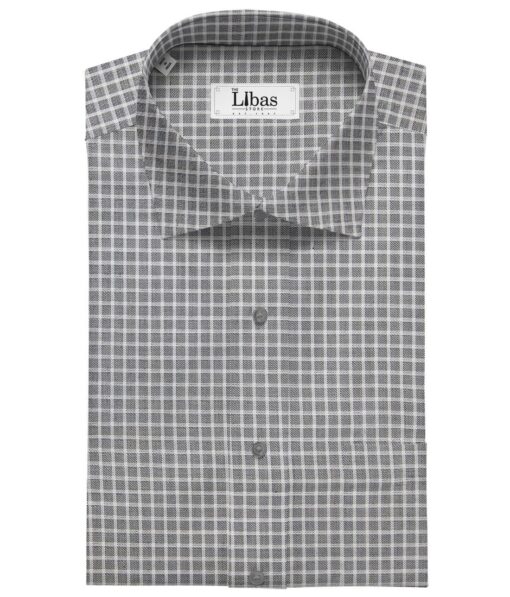 Raymond Men's Black Twill Solid Poly Viscose Trouser Fabric With Monza Grey Checks Cotton Shirt Fabric (Unstitched Combo)