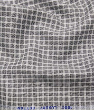 Raymond Men's Black Twill Solid Poly Viscose Trouser Fabric With Monza Grey Checks Cotton Shirt Fabric (Unstitched Combo)