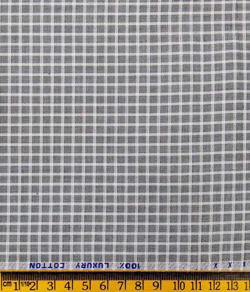 Raymond Men's Black Twill Solid Poly Viscose Trouser Fabric With Monza Grey Checks Cotton Shirt Fabric (Unstitched Combo)