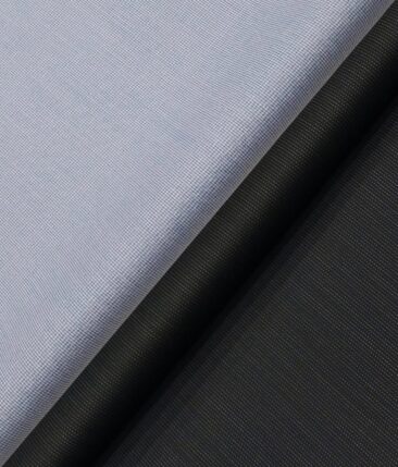 Raymond Men's Blackish Blue Structured Poly Viscose Trouser Fabric With Blue Structured Poly Cotton Shirt Fabric (Unstitched Combo)