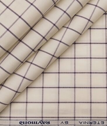 Raymond Men's Dark Purple Self Checks Poly Viscose Trouser Fabric With Cream Checks Cotton Shirt Fabric (Unstitched Combo)