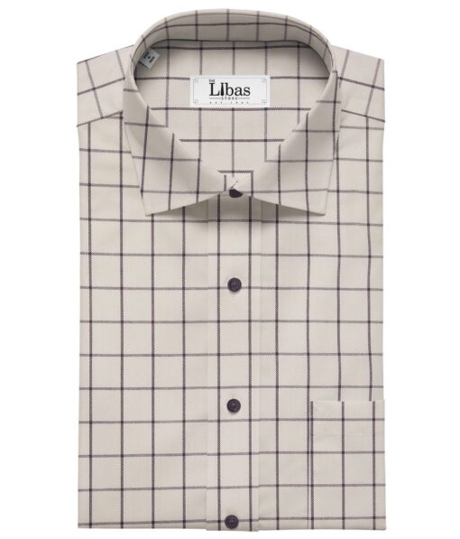 Raymond Men's Dark Purple Self Checks Poly Viscose Trouser Fabric With Cream Checks Cotton Shirt Fabric (Unstitched Combo)