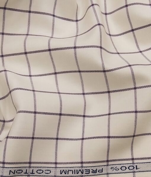 Raymond Men's Dark Purple Self Checks Poly Viscose Trouser Fabric With Cream Checks Cotton Shirt Fabric (Unstitched Combo)