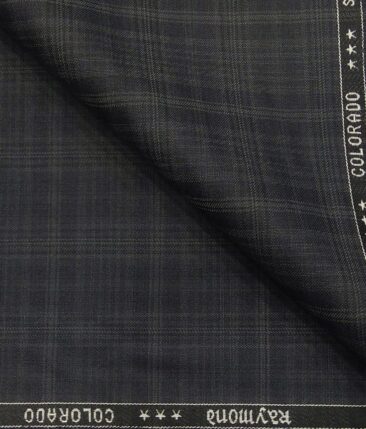Raymond Men's Dark Grey Self Broad Checks Poly Viscose Trouser Fabric With Pee Gee  Light Grey Printed Cotton Shirt Fabric (Unstitched Combo)
