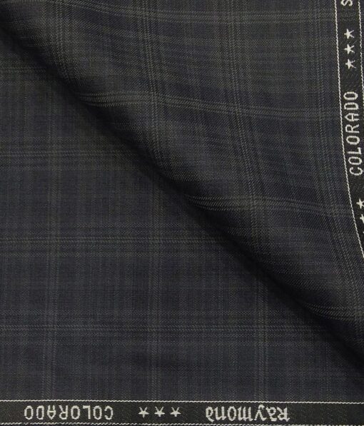 Raymond Men's Dark Grey Self Broad Checks Poly Viscose Trouser Fabric With Pee Gee  Light Grey Printed Cotton Shirt Fabric (Unstitched Combo)