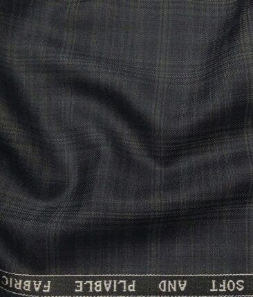 Raymond Men's Dark Grey Self Broad Checks Poly Viscose Trouser Fabric With Pee Gee  Light Grey Printed Cotton Shirt Fabric (Unstitched Combo)