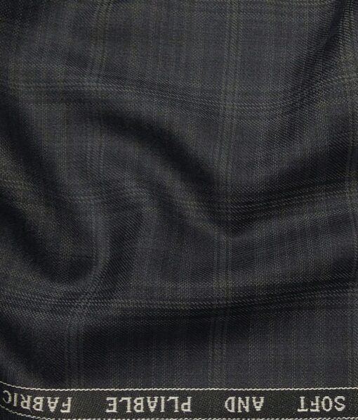 Raymond Men's Dark Grey Self Broad Checks Poly Viscose Trouser Fabric With Pee Gee  Light Grey Printed Cotton Shirt Fabric (Unstitched Combo)