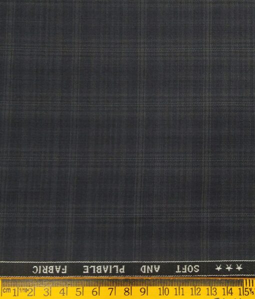 Raymond Men's Dark Grey Self Broad Checks Poly Viscose Trouser Fabric With Pee Gee  Light Grey Printed Cotton Shirt Fabric (Unstitched Combo)