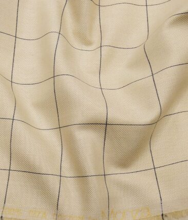 Raymond Men's Dark Brown Self Striped Poly Viscose Trouser Fabric With Monza Oat Beige Checks Cotton Shirt Fabric (Unstitched Combo)