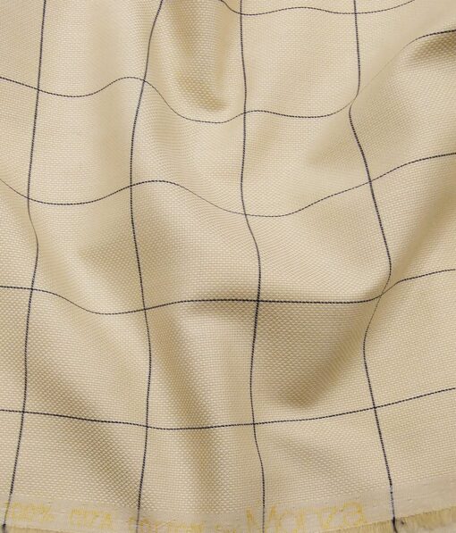 Raymond Men's Dark Brown Self Striped Poly Viscose Trouser Fabric With Monza Oat Beige Checks Cotton Shirt Fabric (Unstitched Combo)