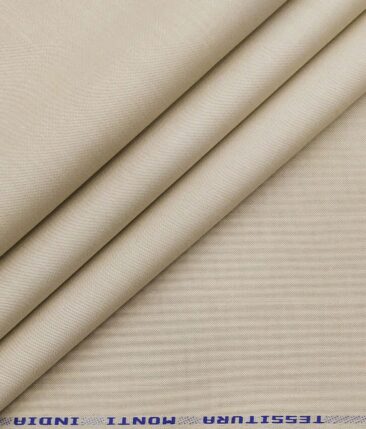 Raymond Men's Dark Brown Self Striped Poly Viscose Trouser Fabric With Tessitura Monti Beige Pin-Point Oxford Cotton Shirt Fabric (Unstitched Combo)