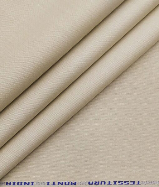 Raymond Men's Dark Brown Self Striped Poly Viscose Trouser Fabric With Tessitura Monti Beige Pin-Point Oxford Cotton Shirt Fabric (Unstitched Combo)