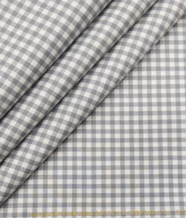 Raymond Men's Blueish Black Self Striped Poly Viscose Trouser Fabric With Nemesis Grey Checks Giza Cotton Shirt Fabric (Unstitched Combo)