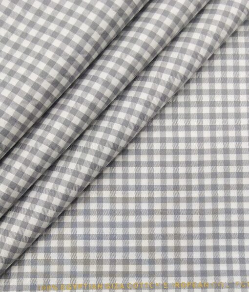 Raymond Men's Blueish Black Self Striped Poly Viscose Trouser Fabric With Nemesis Grey Checks Giza Cotton Shirt Fabric (Unstitched Combo)