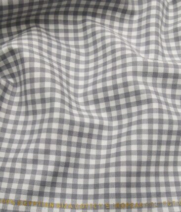 Raymond Men's Blueish Black Self Striped Poly Viscose Trouser Fabric With Nemesis Grey Checks Giza Cotton Shirt Fabric (Unstitched Combo)