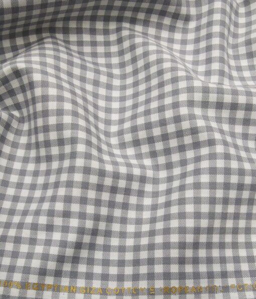 Raymond Men's Blueish Black Self Striped Poly Viscose Trouser Fabric With Nemesis Grey Checks Giza Cotton Shirt Fabric (Unstitched Combo)
